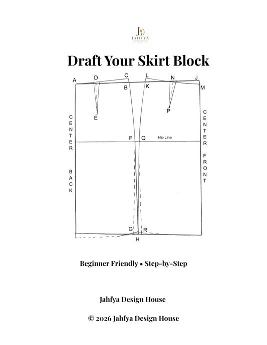 Beginner Friendly |How to Draft a Skirt Block — Sewing Tutorial PDF- US Letter-A4 - Beginner Friendly