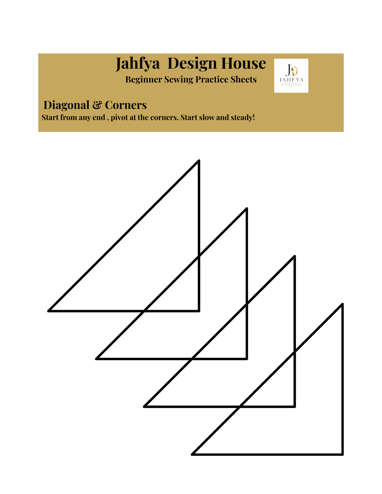 Beginner Sewing Practice Sheets — Printable PDF (15 Pages) | US Letter & A4
