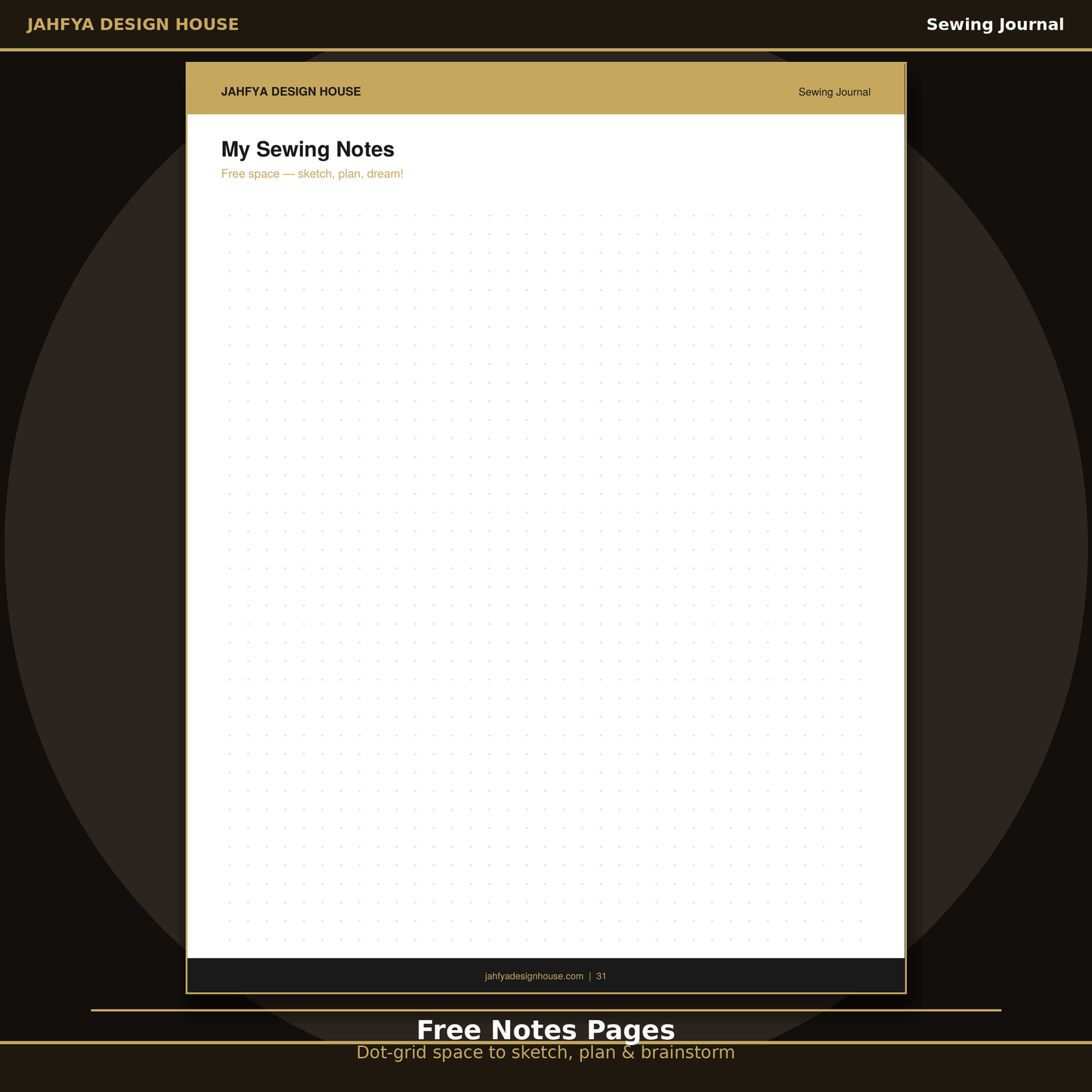 Jahfya Design House Sewing Journal | 34 Pages